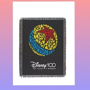 Disney Black Throw Blanket with Red, Blue, and Yellow Design